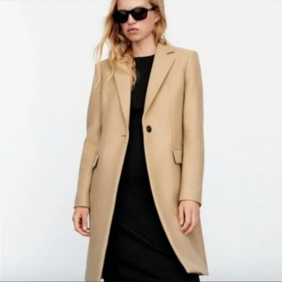 ZARA Camel Italian Wool Menswear Style Coat Jacket Small NWT NEW Blogger Fav - Picture 8 of 16